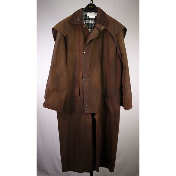 Antartex Country Brown Waxed Cotton Full Length Riding Hunting Coat Jacket M - Picture 1 of 9